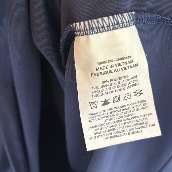 Nike Men’s Medium Navy Dri-Fit Polo Short Sleeve White Swoosh Golf Athletic - Picture 5 of 6